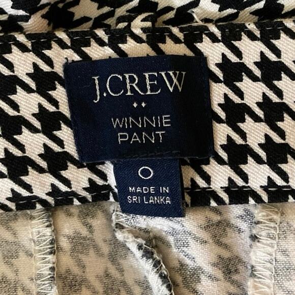 J. Crew Black White Winnie Hounsdtooth Plaid Stretch  Crop Career Office Pants 0 - Picture 4 of 5